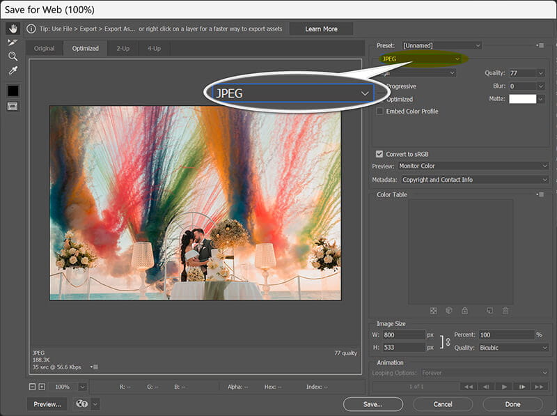 PhotoshopでAviFをJPGに変換する