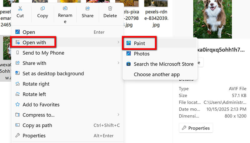 ペイントでAvifを開く
