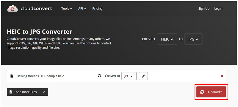 Przycisk konwersji Cloudconvert