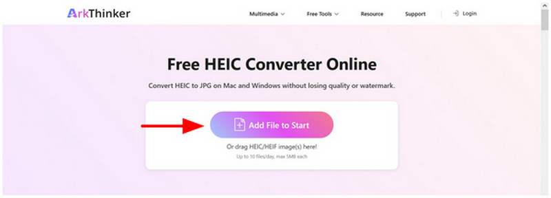 Arkthinker Heic Converter Add Files Button