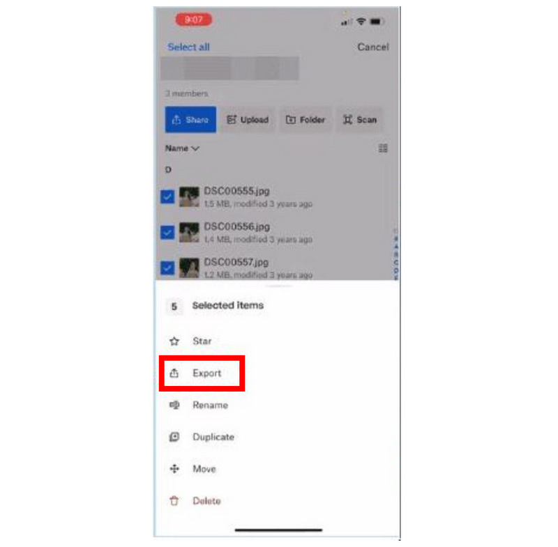 Przycisk eksportu Dropbox