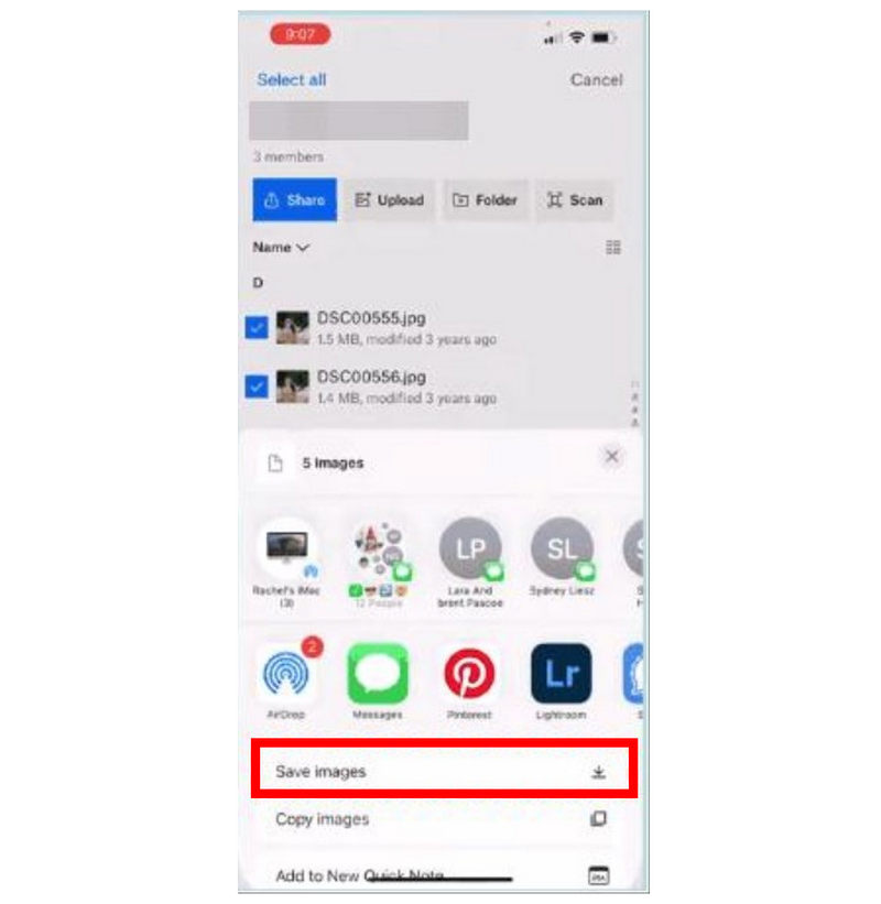 Eksportuj i zapisz obrazy w Dropboxie