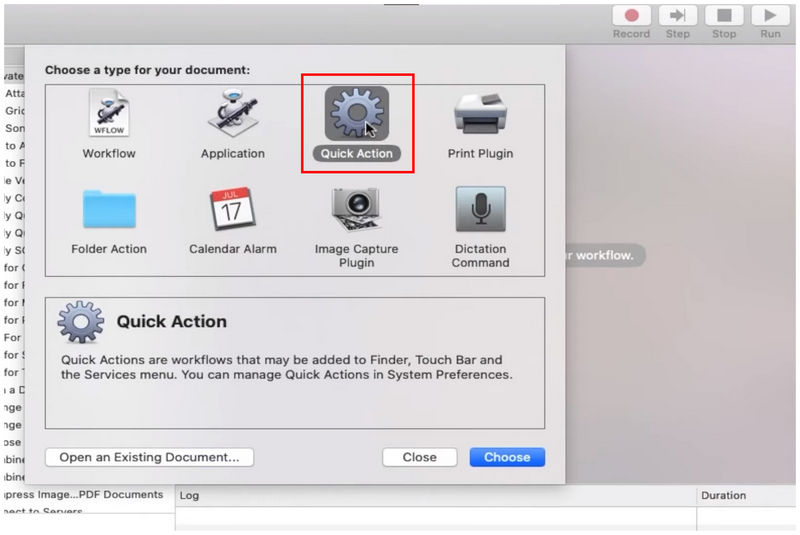 Automator Typ dokumentu