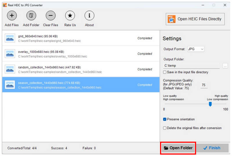Real Heic To Jpg Converter Open Folder