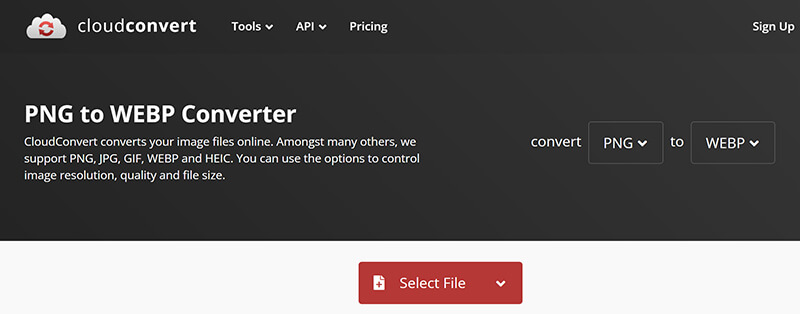 PNGをCloudconvertにアップロード