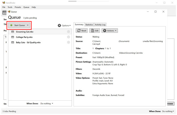 Håndbremsemappestart