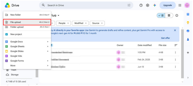 Import Files Cloud Storage Upload