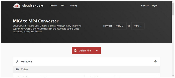 Cloudconvertインターフェース