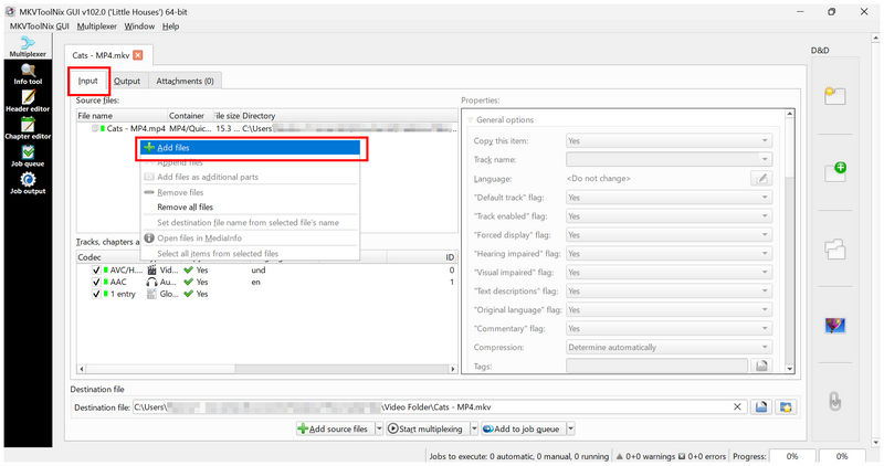 Mkvtoolnix Input Add Files