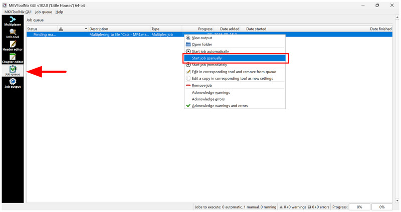 Mkvtoolnix Job Queue Start