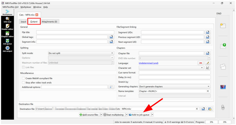 Mkvtoolnix Output Add Job
