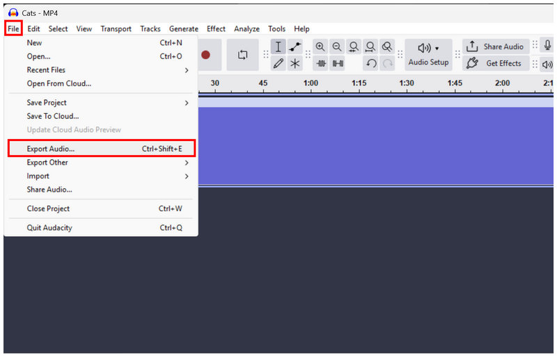 Audacity File Export Audio