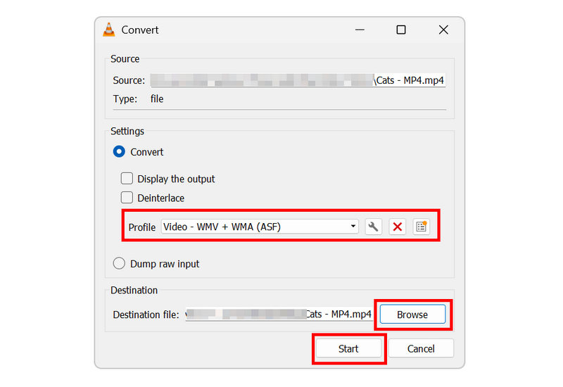 VLC Conversion Profile Start