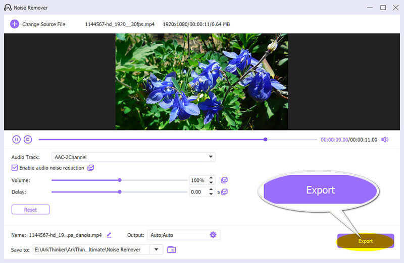 Video mit Rauschunterdrückung exportieren