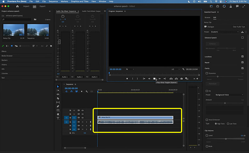 Audiospur in Adobe auswählen