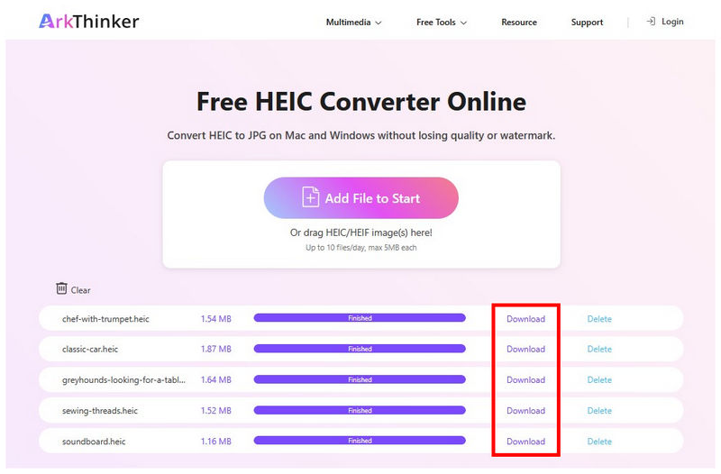 Λήψη αρχείων μετατροπέα Arkthinker Heic