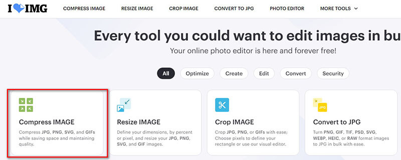 Wählen Sie „Iloveimg Compress Image“