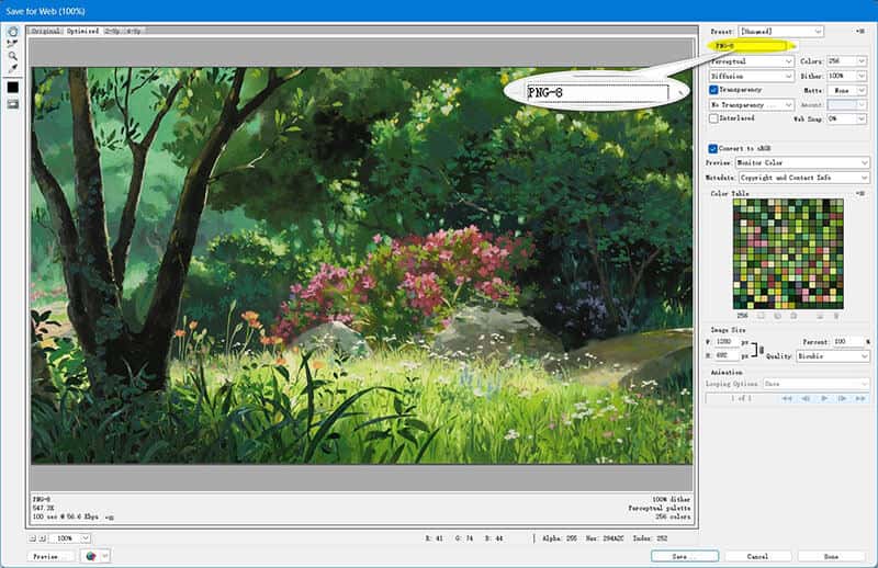 Komprimiertes PNG-Bild in Photoshop exportieren