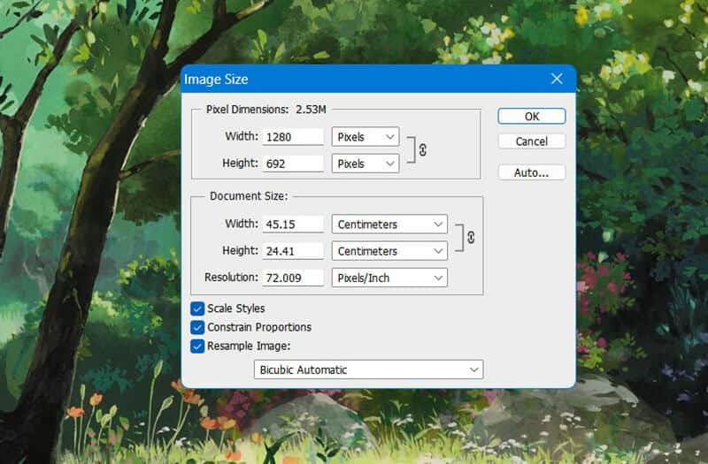 Ändern Sie die Größe von PNG in Photoshop