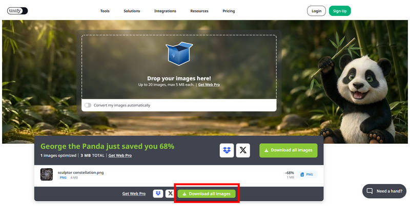 TinyPNG Завантажити всі зображення