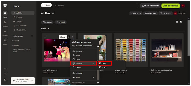 Dropbox Web Save As Jpg