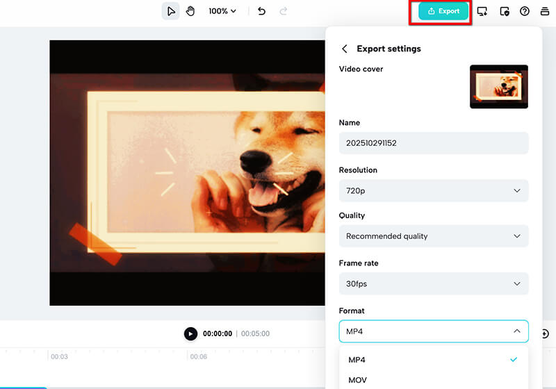 Εξαγωγή βίντεο Capcut