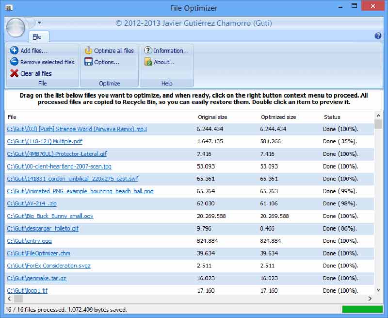 Fileoptimizer GIF-komprimator