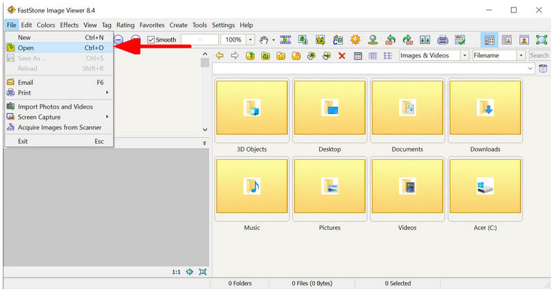 Faststone Image Viewer -tiedoston avaaminen
