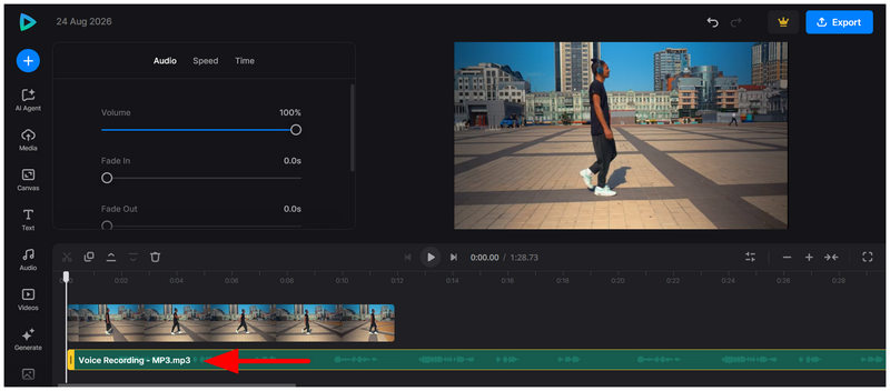 Додано аудіо Clideo