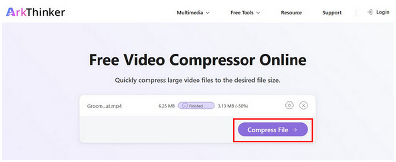 Botón para comprimir archivos en Arkthinker Online