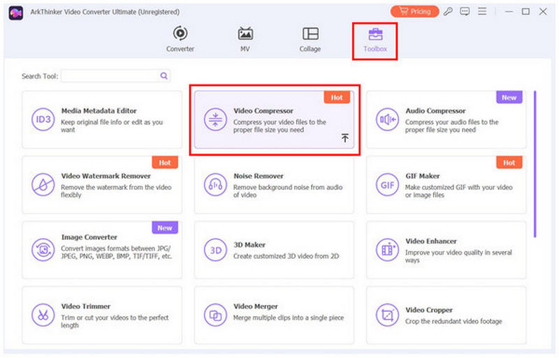 Arkthinker Video Converter Ultimate Toolbox Tab