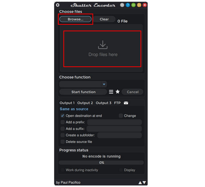 Codificatore otturatore Aggiungi file