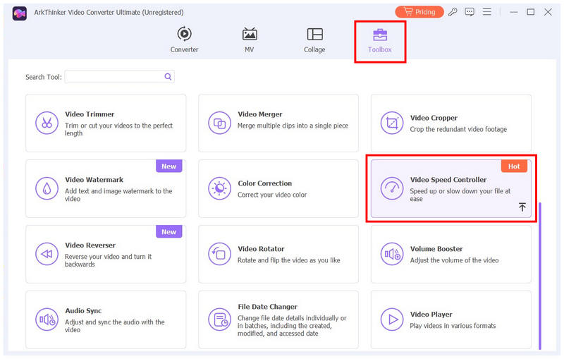 Controlador de velocidad de vídeo Arkthinker Video Converter Ultimate Toolbox