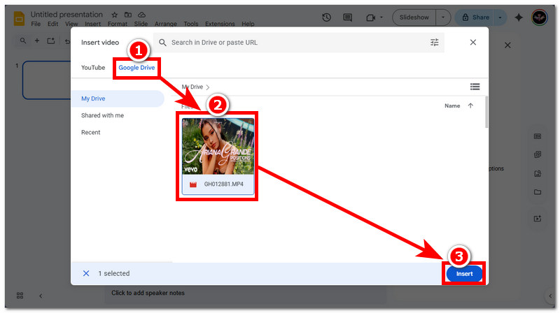 Lisää Google Drive -video