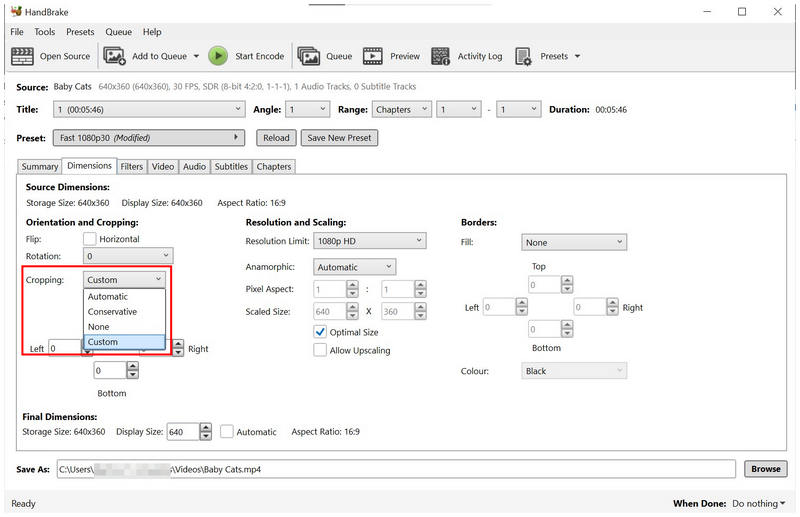 Freno a mano Auto Crop Conservativo Non personalizzato