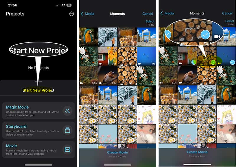 Videók hozzáadása az iMovie-hoz