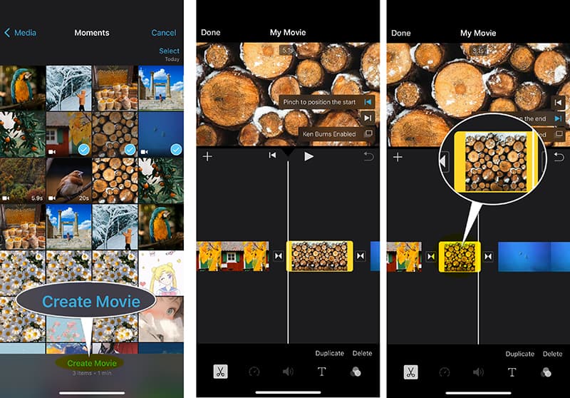 Videók vágása az iMovie-ban