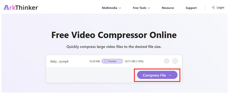 Arkthinker Gratis Videokompressor Online Komprimer Fil