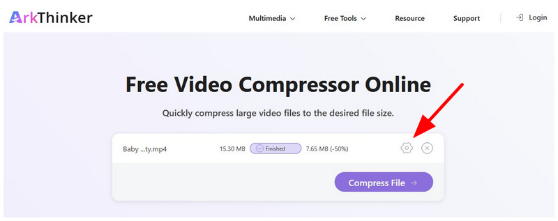 Arkthinker Gratis Videokompressor Online Indstillinger