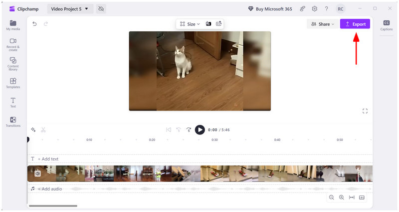 Clipchamp Eksport
