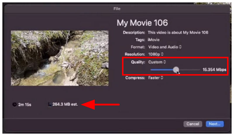 Imovie-filindstillinger
