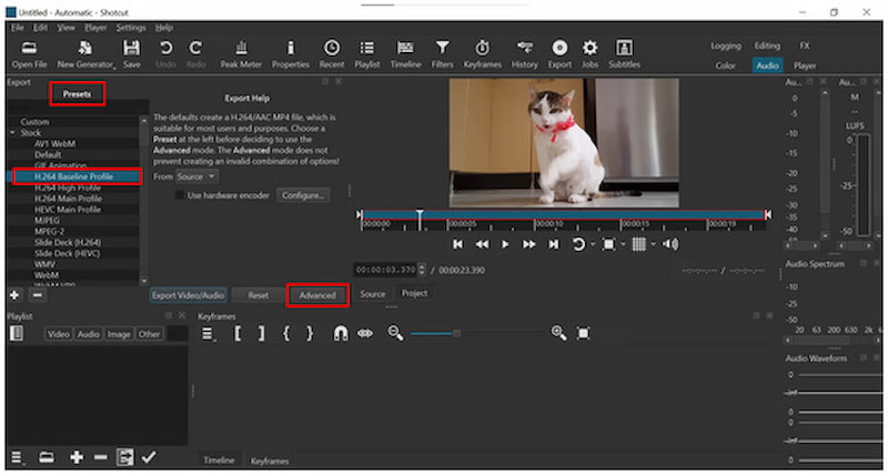 Shotcut-voorinstelling