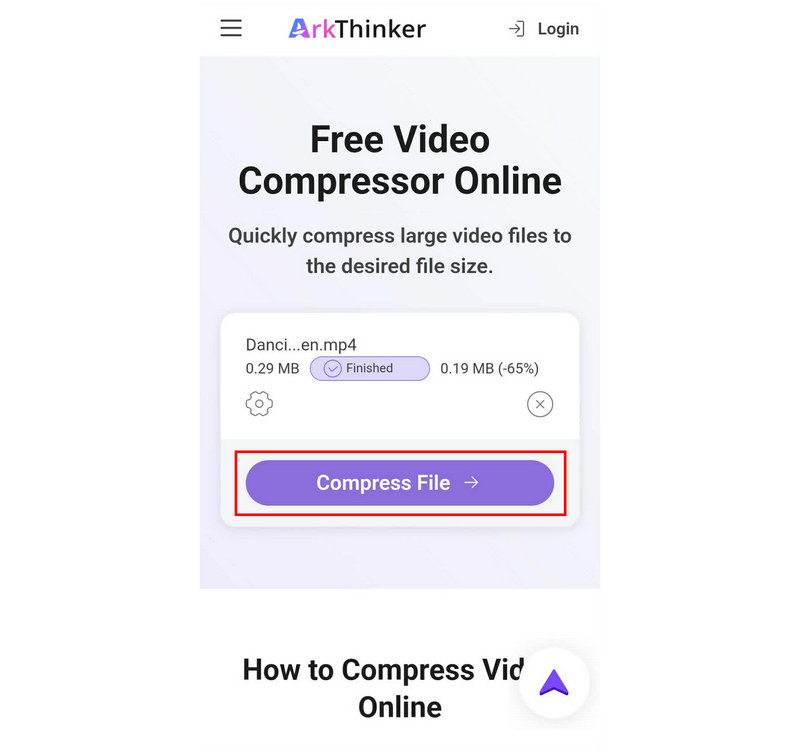 Arkthinker Gratis Videokompressor Online Komprimera Fil