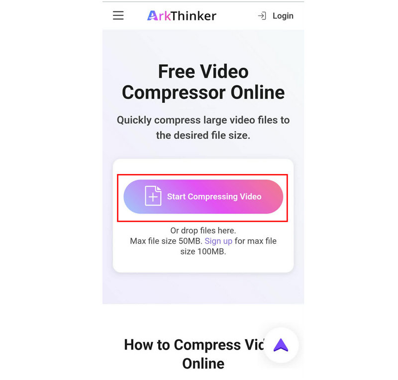 Arkthinker Gratis Videokompressor Online Start