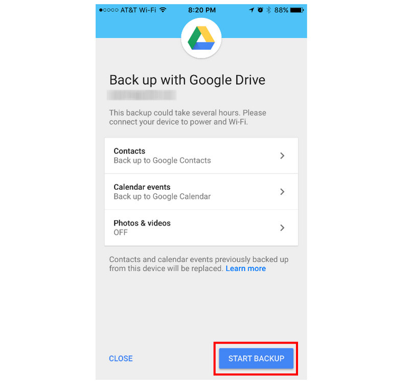 Google Foto Starta säkerhetskopiering