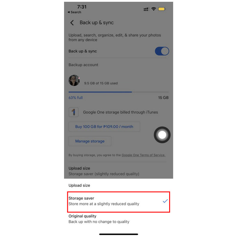 Lagringsbesparing i Google Foto