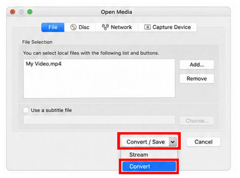 VLC Media Player Aggiungi Converti