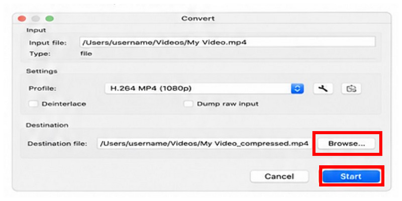 VLC Media Player Sfoglia Avvia