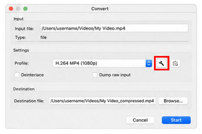 Impostazioni del profilo di VLC Media Player