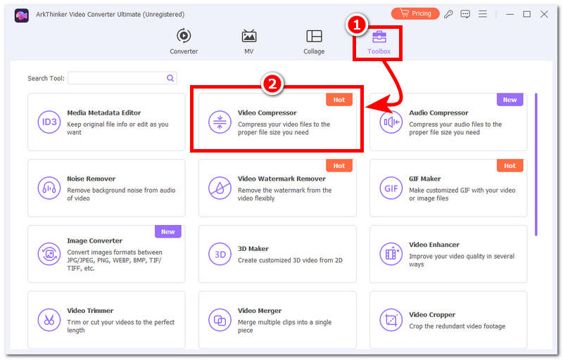 Cliquez sur Boîte à outils